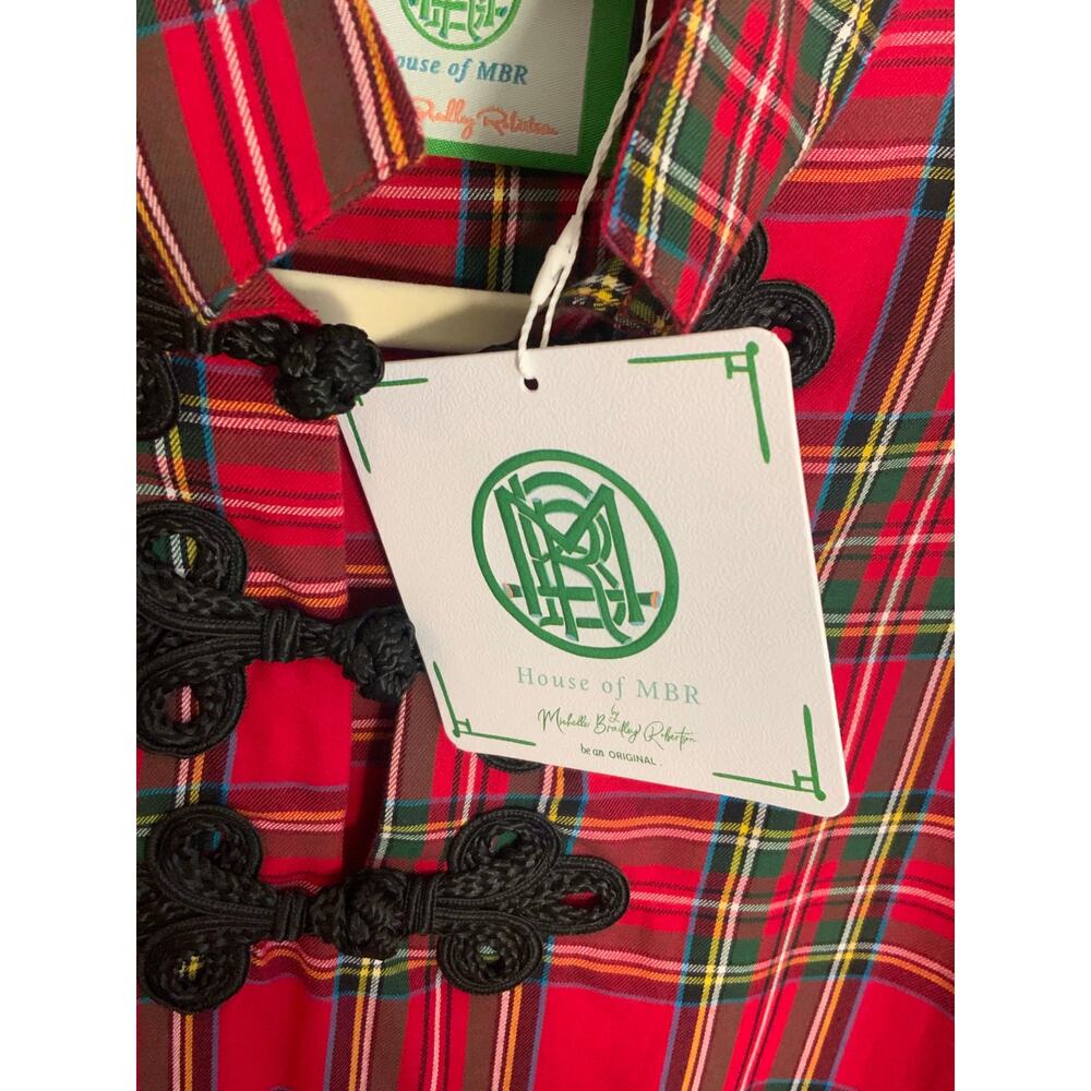 HOUSE OF MBR RED TARTAN BOUVIER LONG $385 NWT SIZE SMALL - Picture 8 of 15